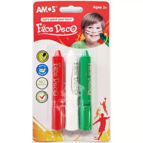 Amos arcfestő szett 3 darabos (piros, fehér, zöld)