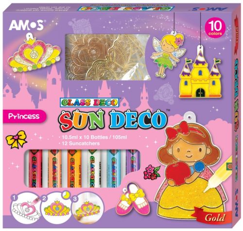 R- Üvegfesték szett Amos 10 x 10,5 ml Princess + 12 sablon 
