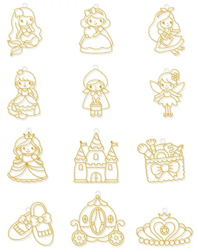 R- Üvegfesték szett Amos 10 x 10,5 ml Princess + 12 sablon 
