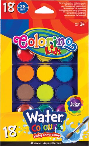 27- Vízfesték Colorino 23mm 18 darabos + ecset - 54737