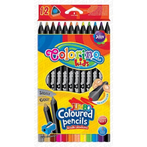 Colorino színes ceruza 12 darabos Jumbo fekete fa 55826