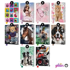 Emlékkönyv A5 lakatos, glitteres - 10 mintával