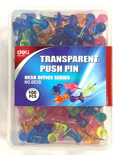 Push pin Deli 100 darabos, műanyag dobozban - 0030