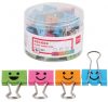 Binder kapocs Deli színes 25 mm Smile tégelyben (48 darab)