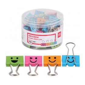 Binder kapocs Deli színes 25 mm Smile tégelyben (48 darab)