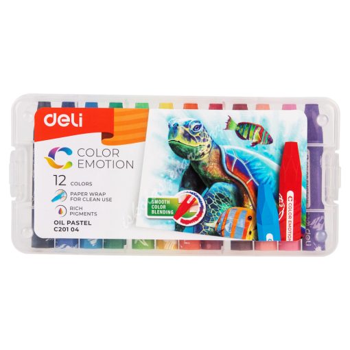 Deli olajpasztell 12-es hatszögletű műanyag dobozban Color Emotion C20104