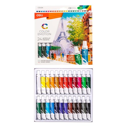 Deli Color Emotion tubusos akrilfesték 24 x 12 ml - CT12-24