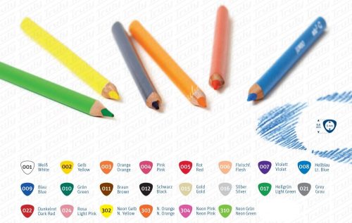 Edu3 háromszögletű Jumbo színes ceruza 22 különböző színben