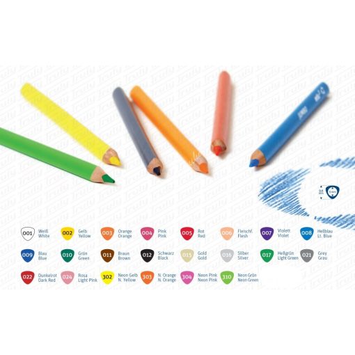 Edu3 háromszögletű Jumbo színes ceruza 22 különböző színben