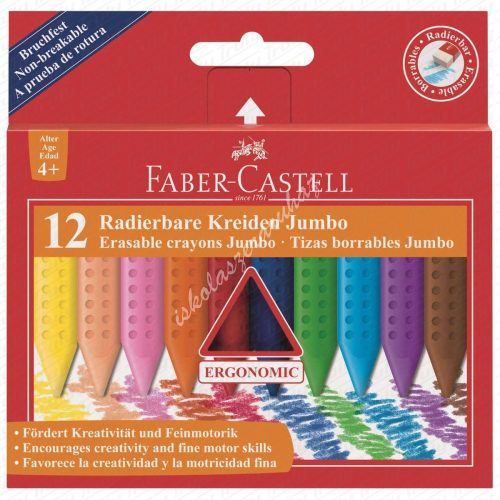 Faber-Castell Grip Jumbo radírozható zsírkréta 12-es
