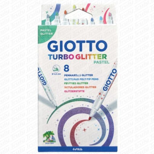 Giotto Turbo Glitter csillámos filctoll pasztel színekben, 8as