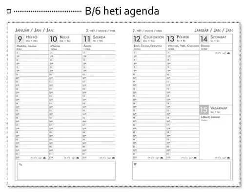 Heti agenda B/6 Szekszárd, BALACRON 2027 - 3 színben