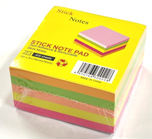 12- Öntapadós jegyzettömb neon 76x76mm 400 lap - JT3-400
