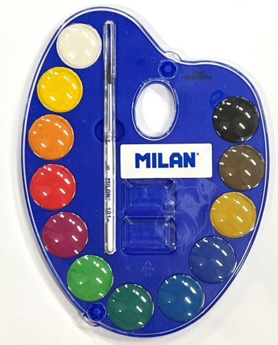 Vízfesték Milan 12 darabos, palettán + ecset - 53412