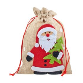Mikulás tasak szövet 17x24 cm - 4909