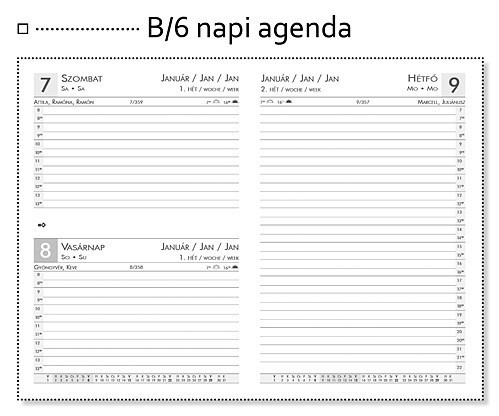 24- Napi agenda B6 varrott 2026 - 4 színben