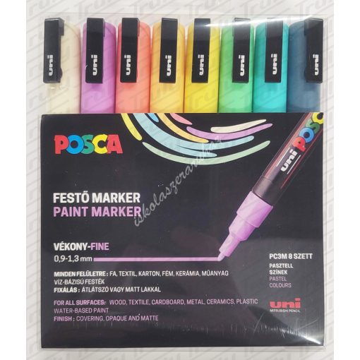 Dekormarker Uni Posca PC-3M készlet 8 darabos PASZTELL