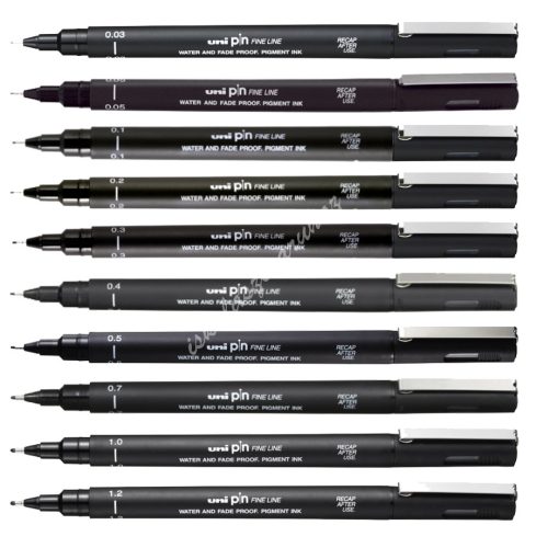 UNI PIN rajzmarker fekete 11 méretben