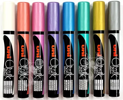 Folyékony kréta Uni Chalk 5M 8 darabos metál - PWE-5M